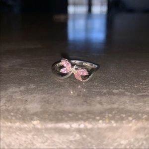 💍 925 Sterling Silver Butterfly Ring pink stones